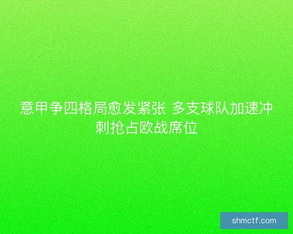 意甲争四格局愈发紧张 多支球队加速冲刺抢占欧战席位